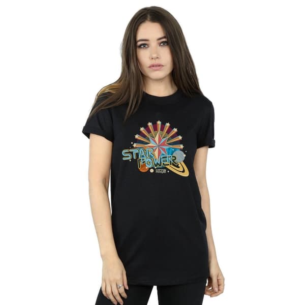 Marvel Dam/kvinnor Captain Marvel Star Power Boyfriend T-shirt i bomull