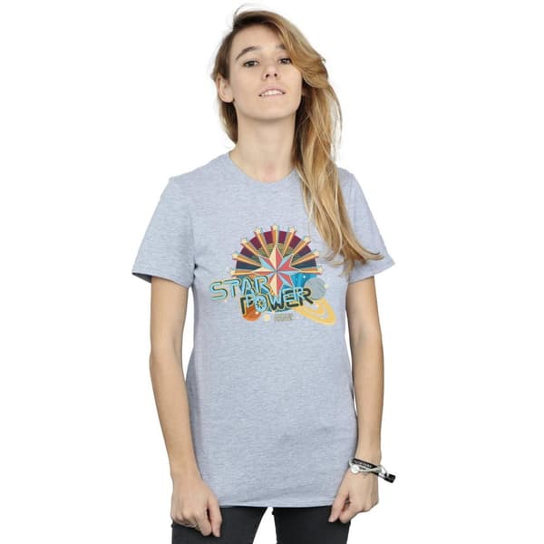 Marvel Dam/kvinnor Captain Marvel Star Power Boyfriend T-shirt i bomull