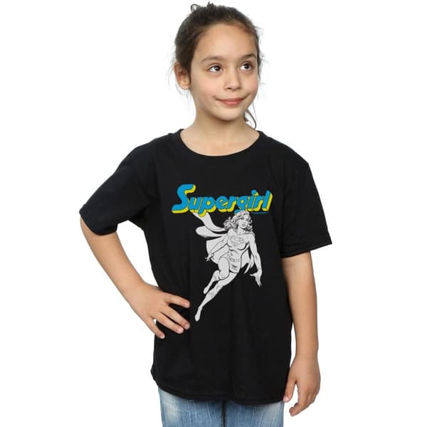 DC Comics Supergirl Mono Action Pose T-shirt i bomull för flickor