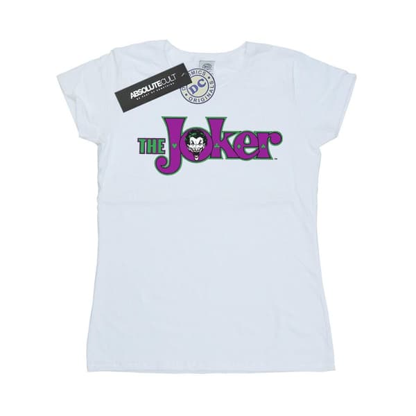 DC Comics Womens/Ladies The Joker Text Logo Cotton T-Shirt White S