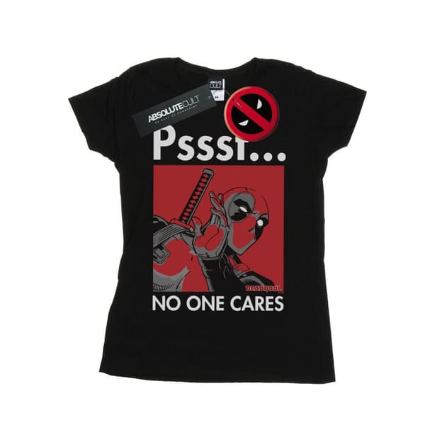 Marvel Womens/Ladies Deadpool No One Cares Cotton T-Shirt Black XL
