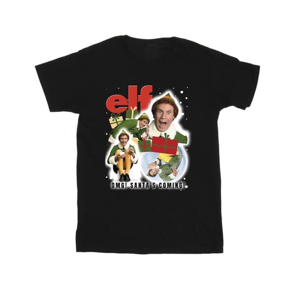 Elf T-shirt i bomull med kompis-collage för flickor Black 9-11 Years