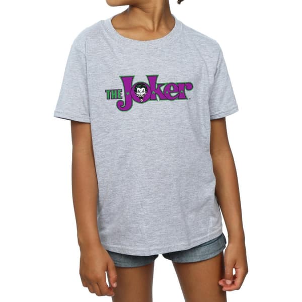 DC Comics Joker - T-shirt med textlogotyp i bomull för flickor