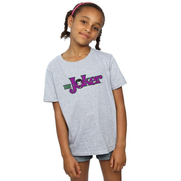 DC Comics Joker - T-shirt med textlogotyp i bomull för flickor