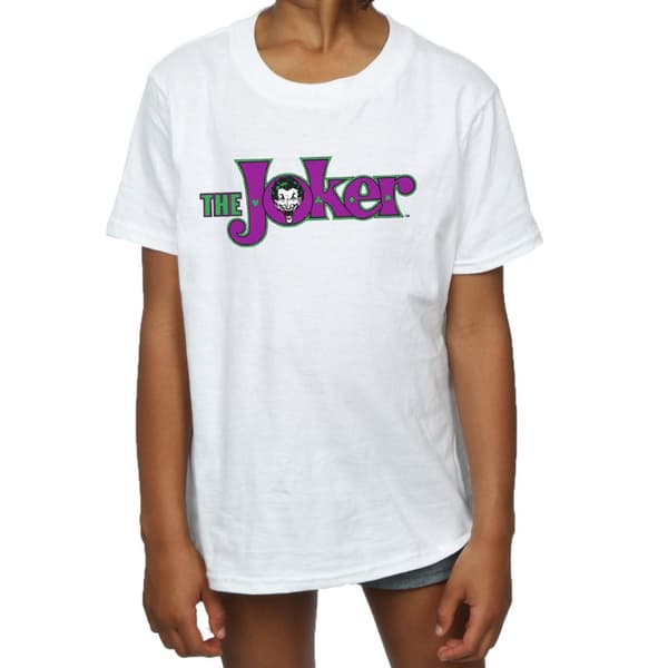 DC Comics Joker - T-shirt med textlogotyp i bomull för flickor