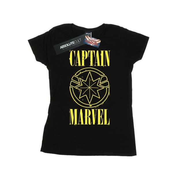 Marvel Womens/Ladies Captain Marvel Grunge Logo Cotton T-Shirt
