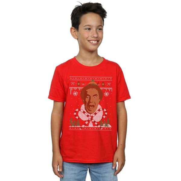 Elf Fair Isle-t-shirt med julmotiv för pojkar