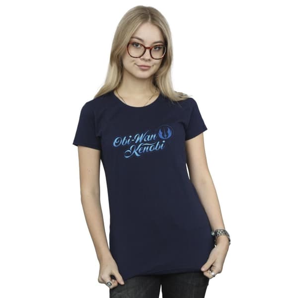 Star Wars Womens/Ladies Obi-Wan Kenobi Ribbon Font Cotton T-Shirt