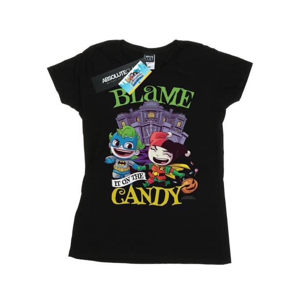 DC Comics Womens/Ladies Super Friends Blame It On The Candy Cotton T-Shirt
