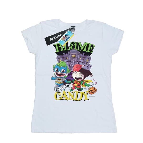 DC Comics Womens/Ladies Super Friends Blame It On The Candy Cotton T-Shirt