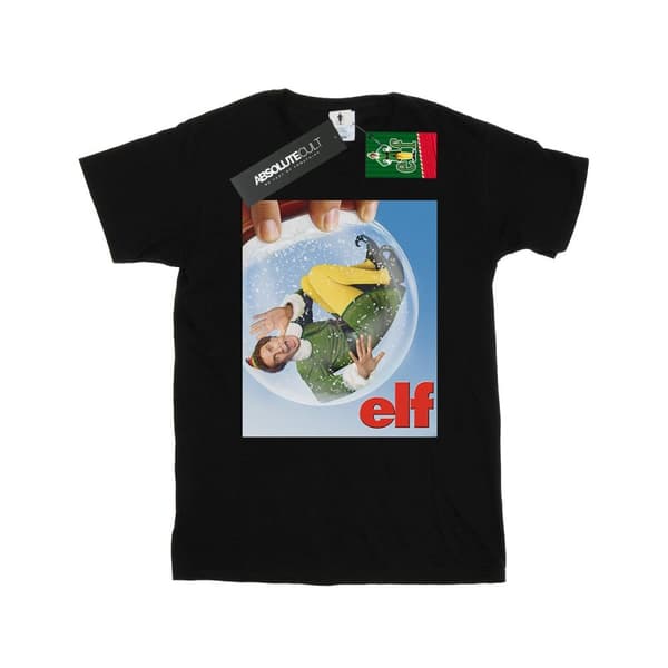 Elf T-shirt i bomull med affisch av snögloben för flickor