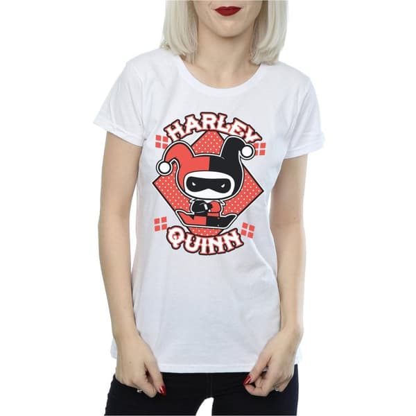 DC Comics Womens/Ladies Chibi Harley Quinn Badge Cotton T-Shirt