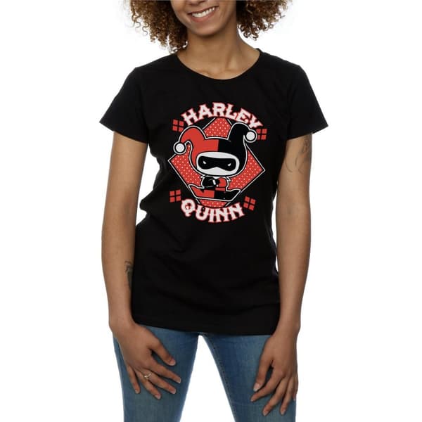 DC Comics Dam/Tjej - Chibi Harley Quinn Badge - Bomulls-T-shirt