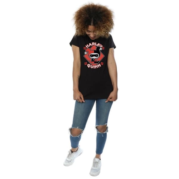 DC Comics Dam/Tjej - Chibi Harley Quinn Badge - Bomulls-T-shirt