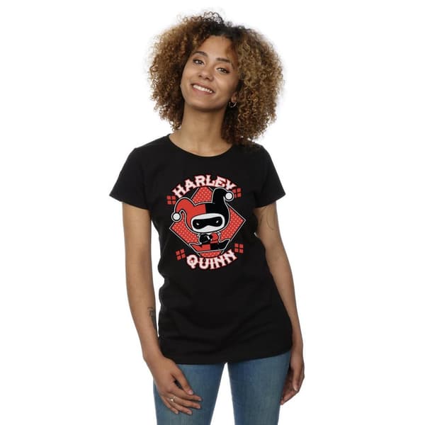 DC Comics Dam/Tjej - Chibi Harley Quinn Badge - Bomulls-T-shirt