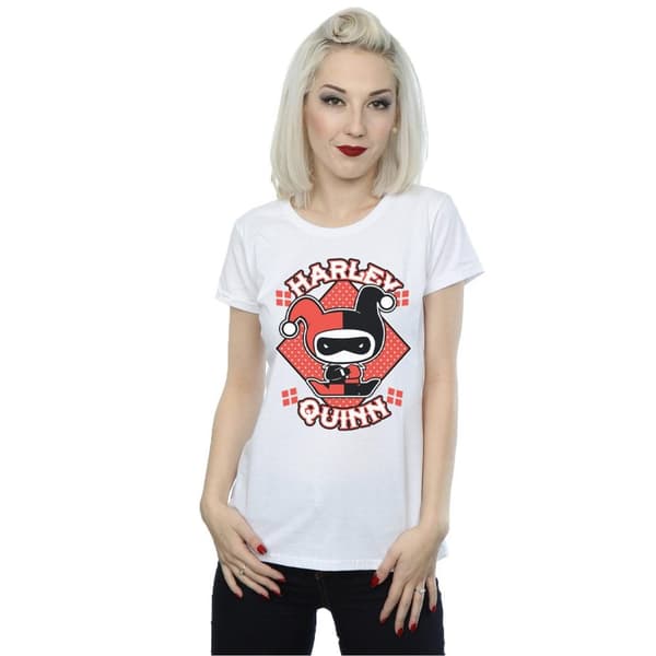 DC Comics Womens/Ladies Chibi Harley Quinn Badge Cotton T-Shirt