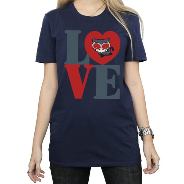 DC Comics Dam/kvinnor Chibi Catwoman Love Boyfriend T-shirt i bomull