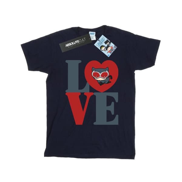 DC Comics Dam/kvinnor Chibi Catwoman Love Boyfriend T-shirt i bomull
