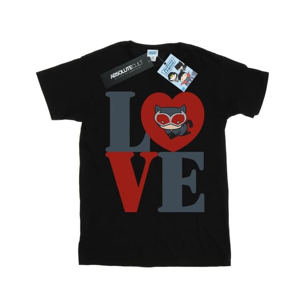 DC Comics Dam/kvinnor Chibi Catwoman Love Boyfriend T-shirt i bomull