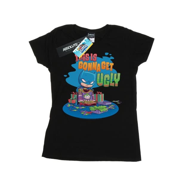 DC Comics Womens/Ladies Super Friends Batman Joker Christmas Jumper Cotton T-Shirt