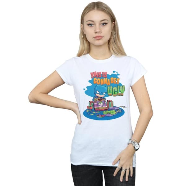 DC Comics Womens/Ladies Super Friends Batman Joker Christmas Jumper Cotton T-Shirt