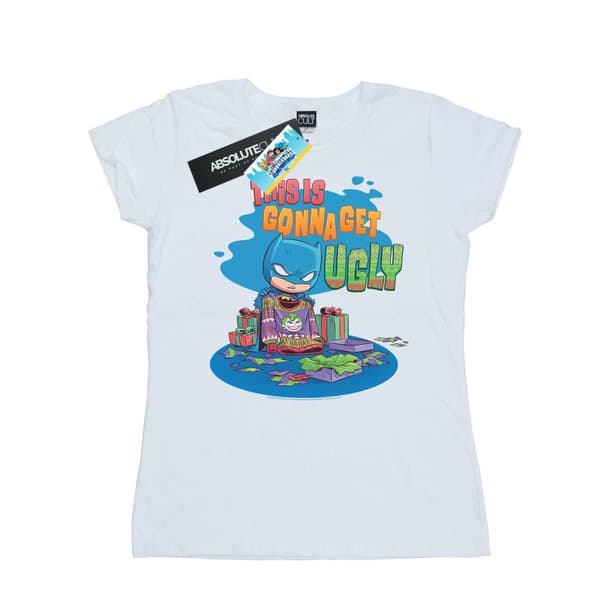 DC Comics Womens/Ladies Super Friends Batman Joker Christmas Jumper Cotton T-Shirt