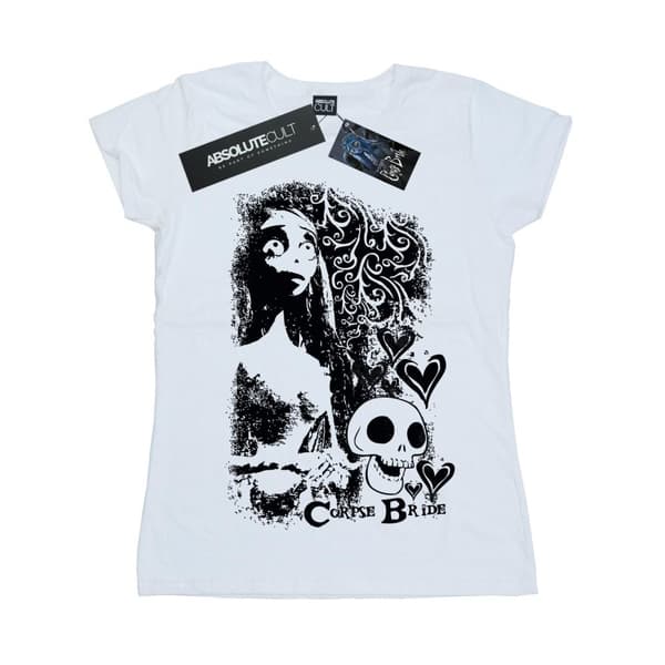 Corpse Bride T-shirt i bomull med dödskalle-logotyp, dam/dam