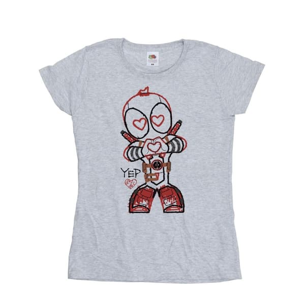 Marvel Womens/Ladies Deadpool Love Beam Line Cotton T-Shirt