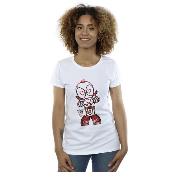 Marvel Womens/Ladies Deadpool Love Beam Line Cotton T-Shirt