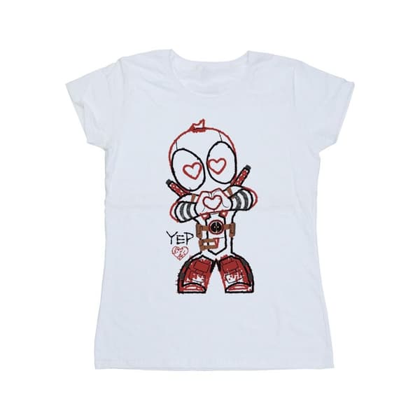 Marvel Womens/Ladies Deadpool Love Beam Line Cotton T-Shirt