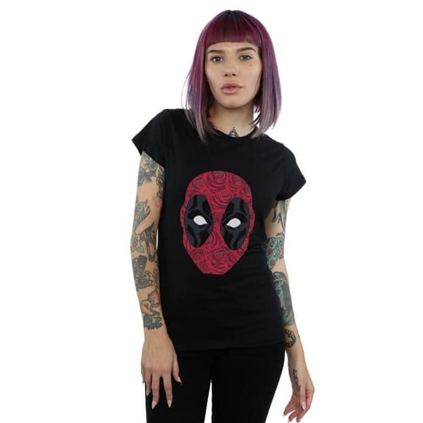 Marvel Womens/Ladies Deadpool Head Of Roses Cotton T-Shirt