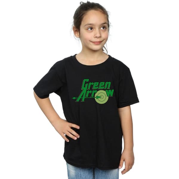 DC Comics Girls Green Arrow Text Logo Cotton T-Shirt