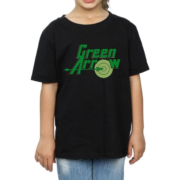DC Comics Girls Green Arrow Text Logo Cotton T-Shirt