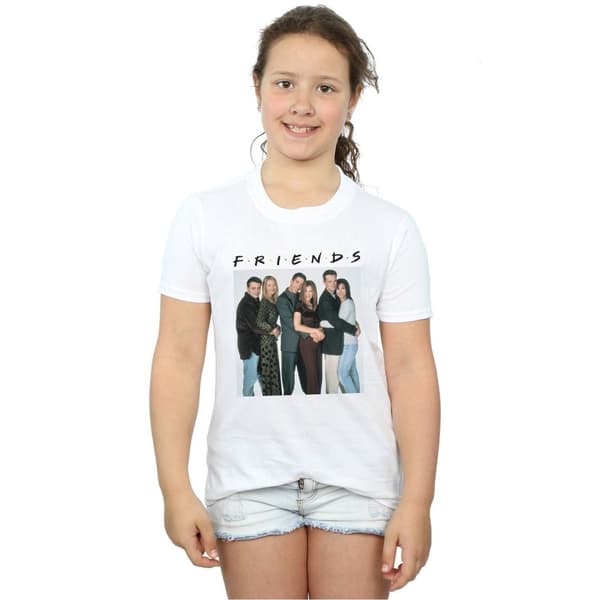 Friends T-shirt i bomull med gruppfoto och kramar för flickor