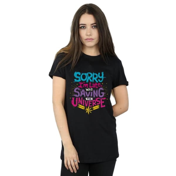 Marvel Womens/Ladies Captain Marvel Saving The Universe Cotton Boyfriend T-Shirt