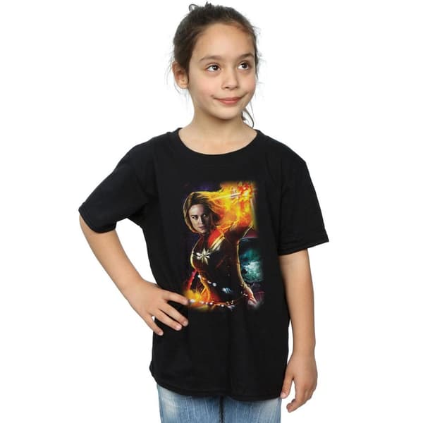 Marvel Girls Captain Marvel Galactic Shine Cotton T-Shirt
