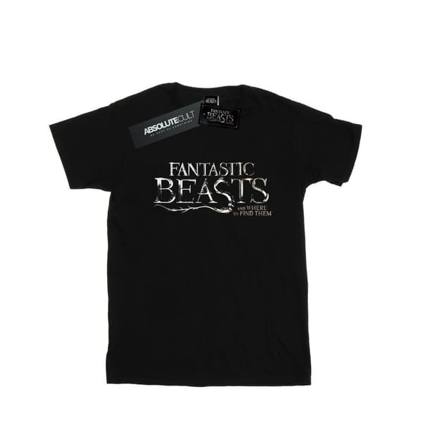 Fantastic Beasts Girls Text Logo Cotton T-Shirt Black 7-8 Years