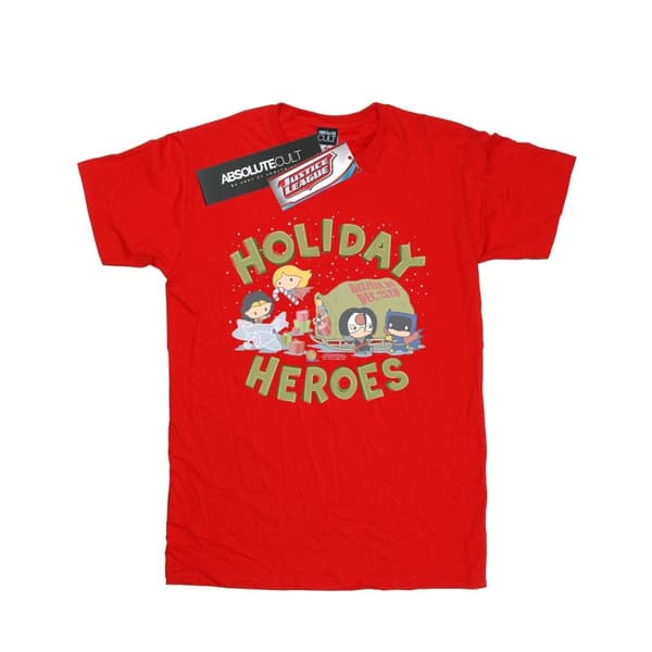 DC Comics Boys Justice League Christmas Delivery T-Shirt Red 3-4 Years
