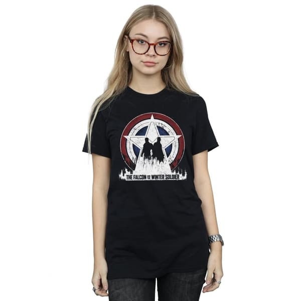 Marvel Womens/Ladies The Falcon And The Winter Soldier Star Silhouettes Cotton Boyfriend T-Shirt