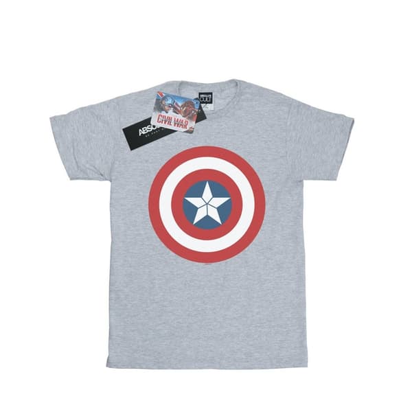 Marvel Mens Captain America Civil War Shield T-Shirt Sports Grey XL