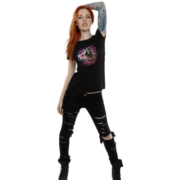 Marvel Dam/Tjej Guardians Of The Galaxy Neon Gamora Bomulls-T-shirt