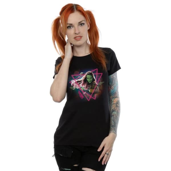 Marvel Dam/Tjej Guardians Of The Galaxy Neon Gamora Bomulls-T-shirt