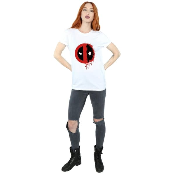 Marvel Womens/Ladies Deadpool Split Splat Logo Cotton Boyfriend T-Shirt