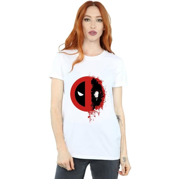 Marvel Womens/Ladies Deadpool Split Splat Logo Cotton Boyfriend T-Shirt