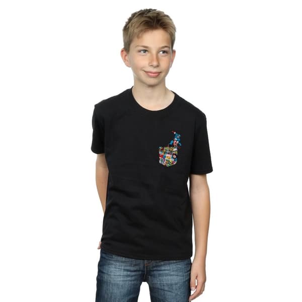 Marvel Boys Captain America Faux Pocket T-Shirt