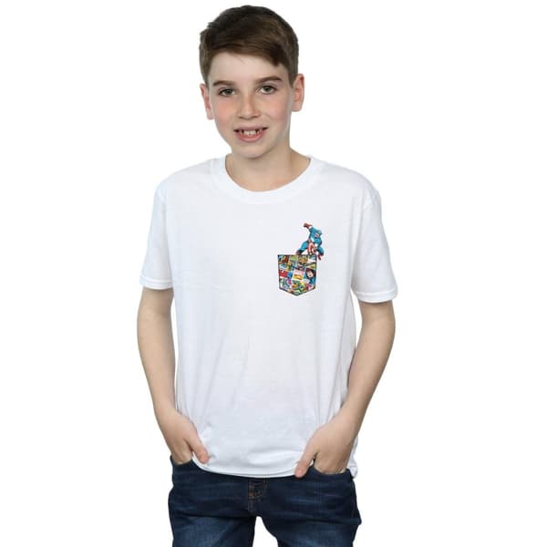 Marvel Boys Captain America Faux Pocket T-Shirt
