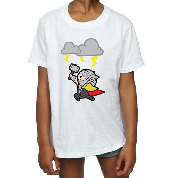 Marvel Kawaii-t-shirt i bomull för flickor - Thor God Of Thunder