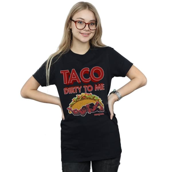 Marvel Womens/Ladies Deadpool Taco Dirty To Me Cotton Boyfriend T-Shirt