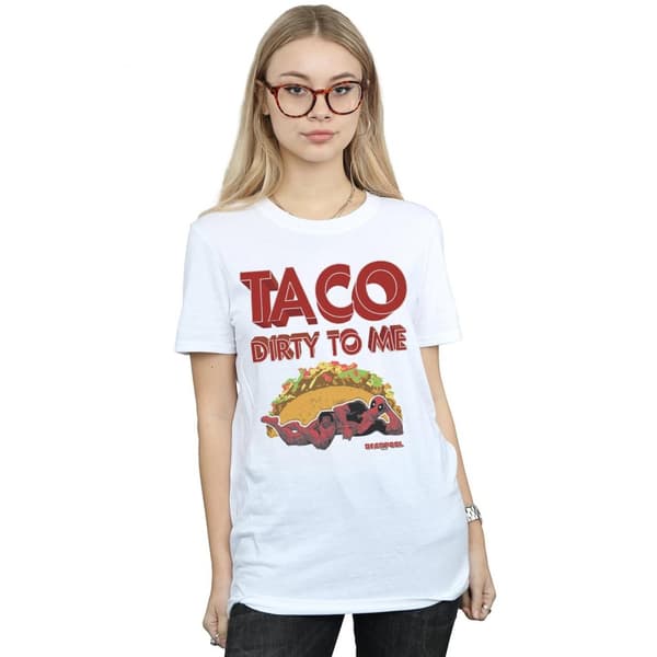 Marvel Womens/Ladies Deadpool Taco Dirty To Me Cotton Boyfriend T-Shirt