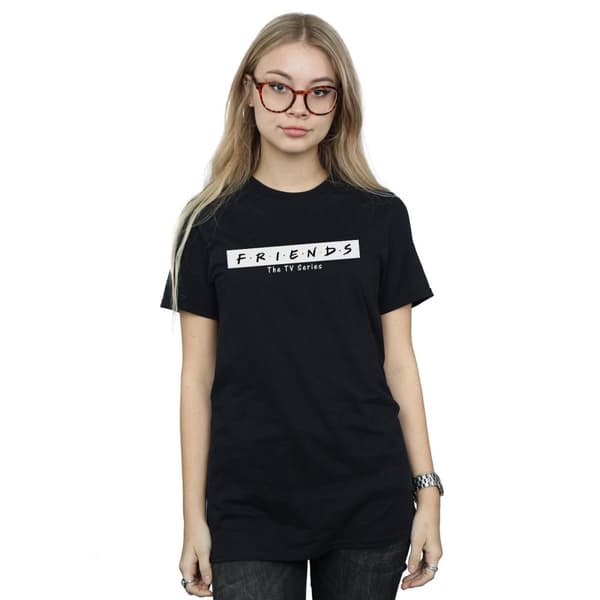 Friends Pojkvänst-shirt i bomull med logotypblock för damer/damer